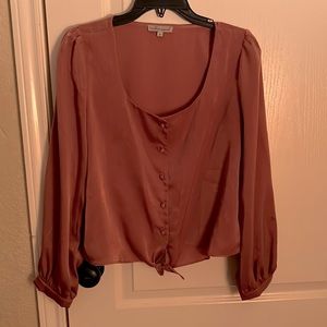 Satin Antique Pink Button Down